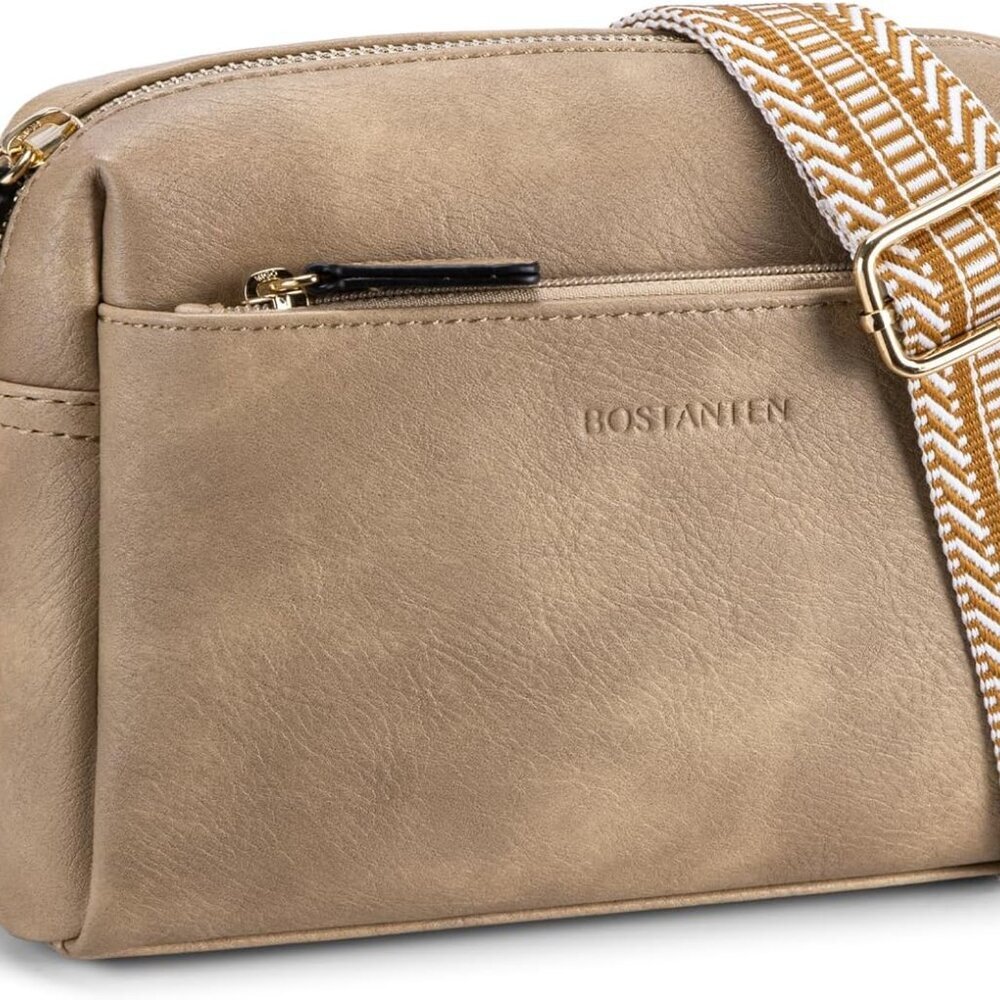 Small Crossbody Purse for Women Triple Zip Cell Phone Leather Handbag with Color